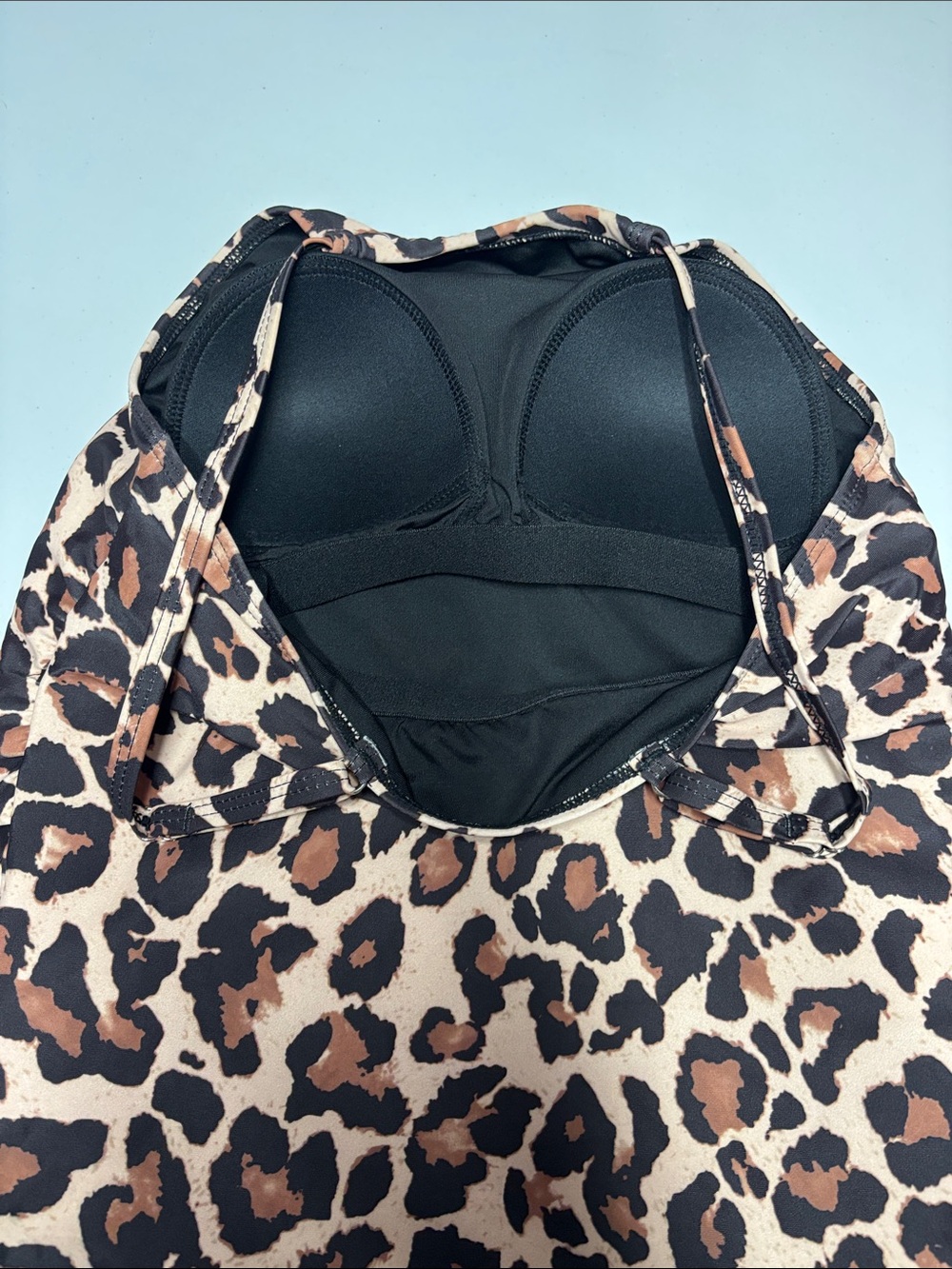 Tempt Me- Leopard Print Halter Tankini Top- size Small - Picture 5 of 7